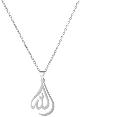 VASSAGO Allah berlock halskedja islamisk muslimsk Allah symbol halskedja smycke män rostfritt stål Allah halvmåne halskedja Eid present religiös charm smycken för kvinnor män, Rostfritt stål