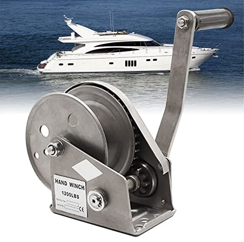 Verricello Manuale 1200lb, Argano Manuale con Freno, Verricello Manuale con Fune e Gancio, Argano Manuale Acciaio Inossidabile per Carrello Barca(Size:10m)