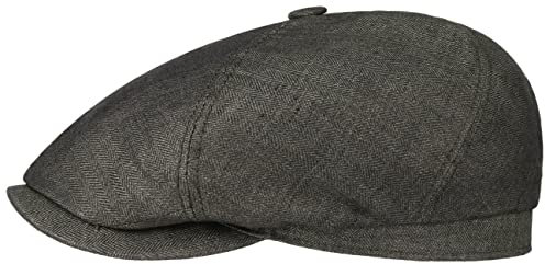 Stetson Brooklin Leinen Schirmmütze Damen Herren Fischgratmuster Ballonmütze Frühjahr Sommer anthrazit M (56-57 cm)