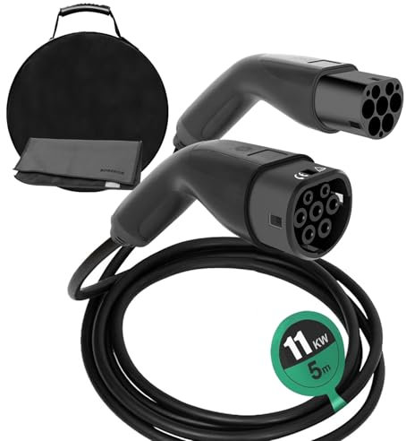 BORENOR Typ 2 Ladekabel 11kW 5M, EV Ladekabel Elektroauto Typ 2, Typ 2 auf Typ 2 EV Ladegerät 16A, EV Ladekabel mit Tragegriff Ladekabel Kompatibel EuropäIscher Normsteckdose Elektroauto Auto
