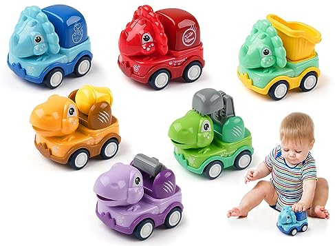 6 Pcs Car Toys for 1-2 Year Old Boys Dinosaur, Toy Cars for Toddlers, Pull Back Cars, Dinosaur Toys for Girls Boy, Baby Cars, Birthday Gifts Age 1 2 3 Year Olds Boys