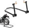 Ikodm Cavalletto di montaggio per moto, sollevatore per moto, posteriore per sollevamento, dispositivo di sollevamento, larghezza regolabile, manutenzione e montaggio per moto fino a 300 kg, nero