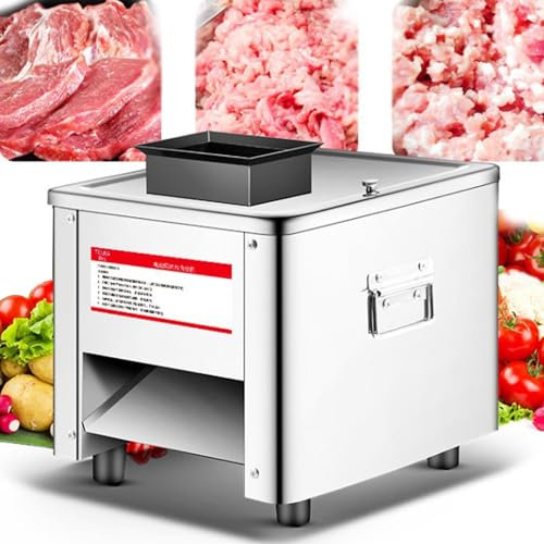 Qiang Máquina Cortadora De Carne Comercial,Rebanadas Tiras Cubos 3 En 1,Cortadora Fiambre Eléctrica 850w,Cortadora De Alimentos Acero Inoxidable para Comercial En El Hogar,Ahorre Tiempo,2.5mm