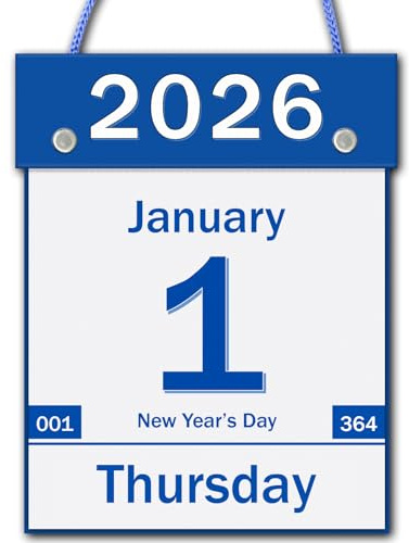 2026 Daily Wall Calendar, Page per Day with Large Print Dates, 365 Day Tear off Wall Calendar for Seniors Gift Home Office School Dorms, 8.5 x 6, Tear Away Calendars with Hanging String, Blue