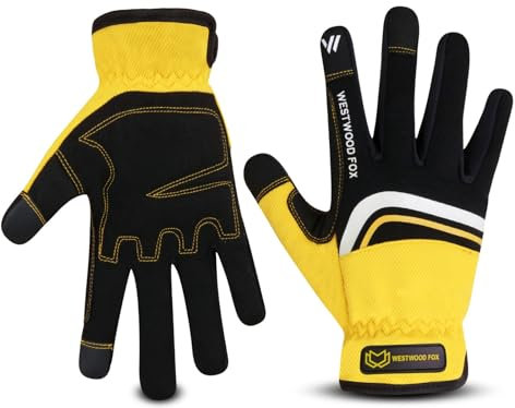 Gants de jardinage en cuir résistant aux épines, gants de travail robustes pour homme et femme, outils de jardin, mécanicien, jardinier, antidérapants, cadeau de protection (NoirJaune, XL)