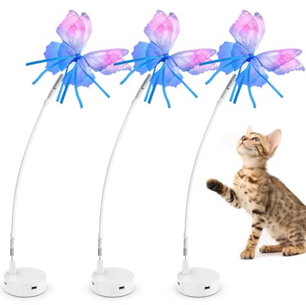 GoldenSun Jouets pour Chat, Accessoires Interchangeables en Forme de Papillon (3 pièces)