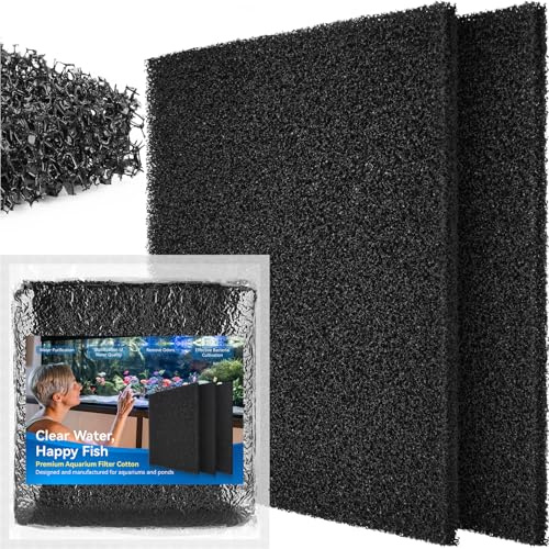 Borlech Aquarium Filter Sponge Pad, Filter Media Foam Sponges, Filter Accessories for Fish Tanks and Ponds (47 x 47 x 2 cm, 20PPI, 2 Pack)