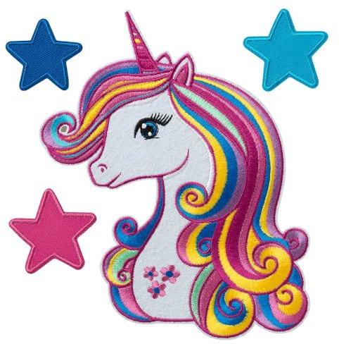 Mono-Quick 80004 Einhorn Set Applikation Groß, Bügelbild, Patch, Aufkleber, Schultüte