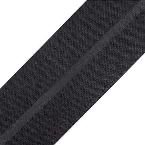 cyclingcolors 1 x Bias Binding Tape Made of 100% Cotton, Width 30 mm, Length 25 m, Edging Tape, Cotton Tape, Bias Binding Ideal for DIY, Black