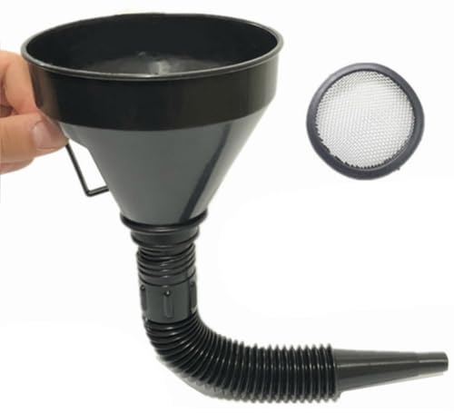 Embudo de aceite para coche, embudo de aceite de motor, embudo de aceite de ancha, accesorios para automóviles - cuello largo flexible, herramientas automotrices con filtro extraíble para agua