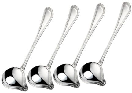 WEKADRIN 4 Piezas Cucharas para Salsa de Acero Inoxidable con Boquilla Tipo Pato y Mango para Seguridad Cocina y Profesional