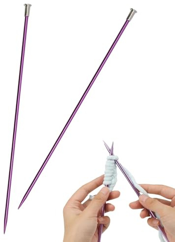 4.0mm x 25cm Aluminium Knitting Needles – Lightweight Single Pointed Metal Knitting Pins for Beginners, Arthritic Hands (Purple)