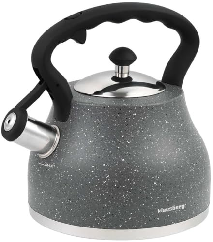 Flöjtpanna vattenkokare med visselpipa induktion rostfritt stål tre lager botten 2,7 l KLAUSBERG KB-7449