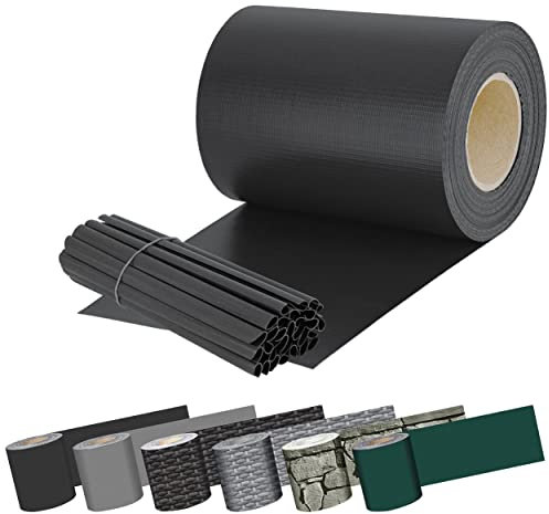 KESSER® Franja Privacidad PVC Rollo Valla Opaca Doble Varilla 35 m x 19cm | 60 Clips Fijación | Resistente a la Intemperie y al Viento | Lámina Opaca Valla Jardín Cercado, Antracita