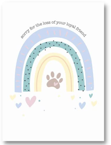 25 Pet Sympathy Cards - Rainbow Bridge Design - 26 White Envelopes - FSC Mix