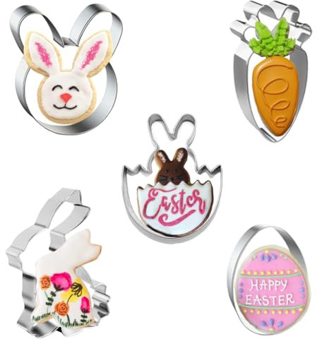 Ausstechformen Ostern, 5 Stück Plätzchen Ausstecher Set, Keksausstecher Oster Edelstahl Ausstechformen Osterei, Hase, Kaninchen, Eierhase, Karotten