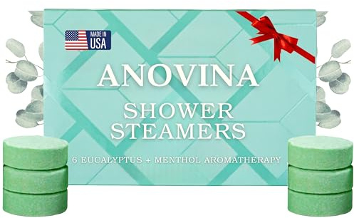 Anovina Eucalyptus & Menthol Shower Steamers – Aromatherapy Shower Tablets with Soothing Vapors – Made in USA – Shower Bomb Gift Set for Men & Women