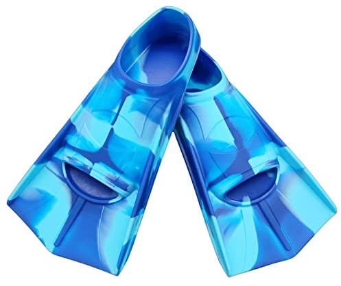 Gugmoy Kids Swim Fins,Comfortable Silicone Flippers for Swimming and Diving,Size Suitable Beginners Kids Girls Boys Adults (Small, Oceanblue)