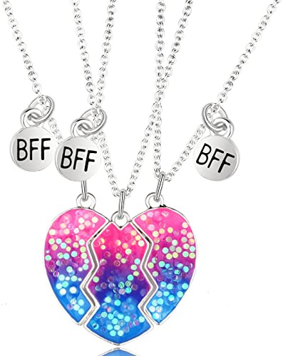 3 Pcs BFF Colliers, Meilleurs Amis Amitié Chaîne Collier, Amitié Pendentif Collier , Collier Best Friends, Anniversaire Cadeaux Chaîne Pendentif Cadeaux pour Filles
