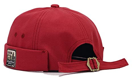 Zegoo Vintage Brimless Sailor Fisherman Hat Rolled Cuff Harbour Red