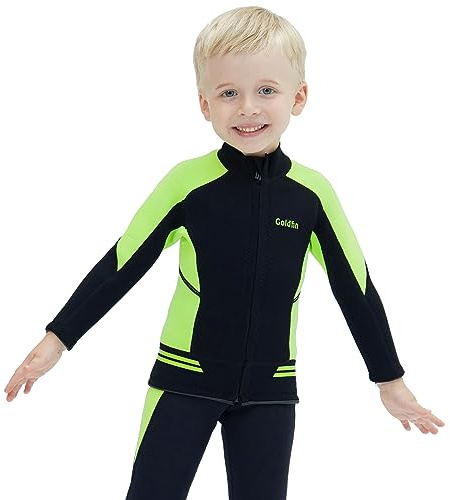 GoldFin Kids Wetsuit Jackets, 2mm Girls Boys Wetsuits Tops Toddler Neoprene Long Sleeve Keep Warm for Water Sports Diving Surfing Swimming Kayaking