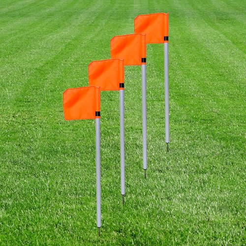 Sport-Thieme Grenzstangen-Set Mini Soccer Place | Mit Stahlspitze für einfaches Einbringen in den Rasen | Praktische Markierhilfe für Sportplätze | Im Set mit Fahnen | 32 mm Durchmesser