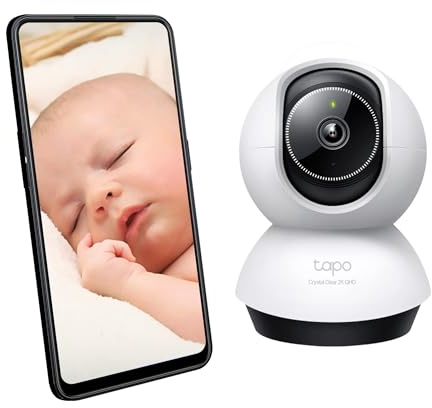 TP-Link Tapo Pan/Tilt AI Smart hemsäkerhet Wi-Fi-kamera, babymonitor, 2K, 4 MP, AI-detektion och avisering, mörkerseende, tvåvägsljud, ljud och ljuslarm, SD-kortplats, ingen hubb krävs (TC72)
