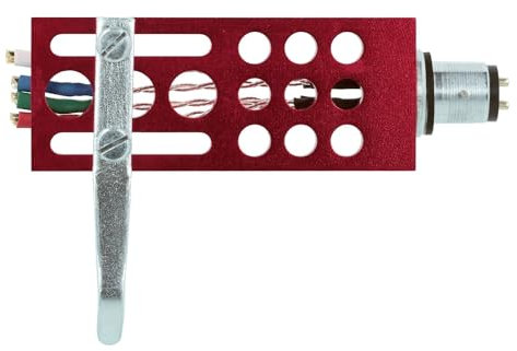 THAKKER HS-18 - CNC gefrästes Aluminium Headshell - rot | SME Anschluss | inkl. Headshell-Kabel, Schrauben in 4 unterschiedlichen Längen, Muttern und Unterlegscheiben