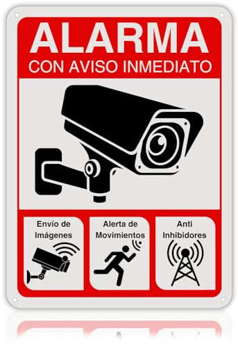 LEIASA Cartel Zona Videovigilada - 21x28 cm - Aluminio - Reflectante - Grosor 0,8 mm - Cartel Videovigilancia - Impresión UV - Resistente Exterior - Señal Alarma Disuasorio - Señal Cámara Vigilancia
