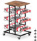 CADUKE 3-Tier Water Bottle Organizer On Wheel, Mobile Bottle Rack for 24 Bottles, Serving Trolley with Table Top, Wooden Bottle Storage, Can Organiser for Kitchens and Parties