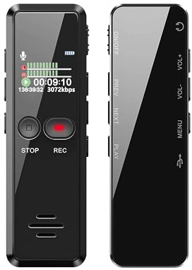 Liebssen Digital Voice Recorder with Playback, Enhanced Audio Dictaphone with One Touch, 8G 1536Kbps HD Recording Noise Reduction USB Charge MP3 Player Recorder for Lecture Interview Meeting