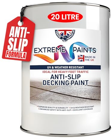 TRADE SUPPLIES UK - Extreme Anti-Slip Decking Paint – Long-Lasting Outdoor Wood Coating for Safety & Grip. Weather-Resistant, Non-Slip Protection for Decks, Patios & Walkways - 20L, Mid Grey