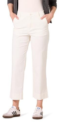 Amazon Essentials Pantalón Caqui de Talle Alto Ajustado hasta el Tobillo y Pierna Ancha Mujer, Cáscara De Huevo, 44 Corto