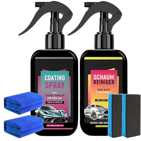 Kit Premium d’Entretien Automobile,2x100ml Spray Coating 3-in-1, Étanche À L'eau Et À La Poussière
