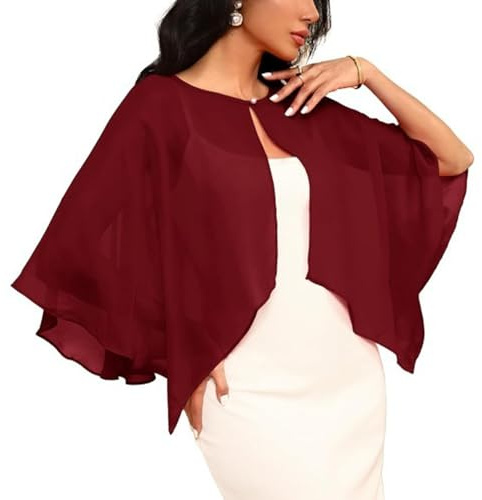 Leggero scialle da sposa trasparente UPF30+ protezioni solari perle pulsante copertura spalla nuziale elegante avvolgere mantello ragazze coprispalle per abito da sera, B, Taglia unica