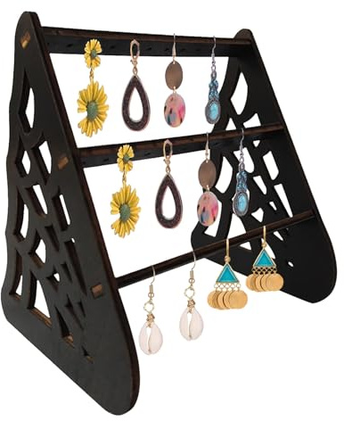 KASESSS Mini Porta Orecchini in Legno, Porta Orecchini Organizer, Espositore Orecchinio Motivo a Ragnatela, Portaorecchini con 36 Fori, Supporto per Orecchini per Casa o Negozi per Donne e Ragazze