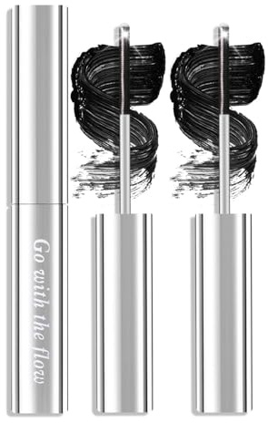 Prreal 2PCS Metal Mascara, 6D Curling Eyelash Iron Metal Wand Mascara Long Lasting, Non-Clumping Flake Proof Bristle Less Prime Lash Mascaras, Smudge Proof Black Mascaras Long Lashes