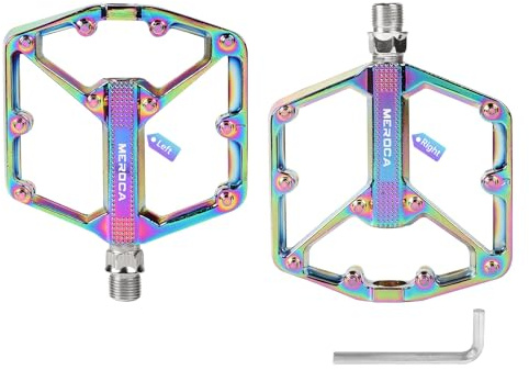 SUPAWAY 1 Paar Fahrradpedale 9/16 Zoll Spindel Pedale Fahrrad rutschfest Fahrradplattformpedale Aluminium MTB Pedale Leichtgewichts für Mountainbike, BMX, Rennrad, Recht-Links-Unterscheidung (Farbig)