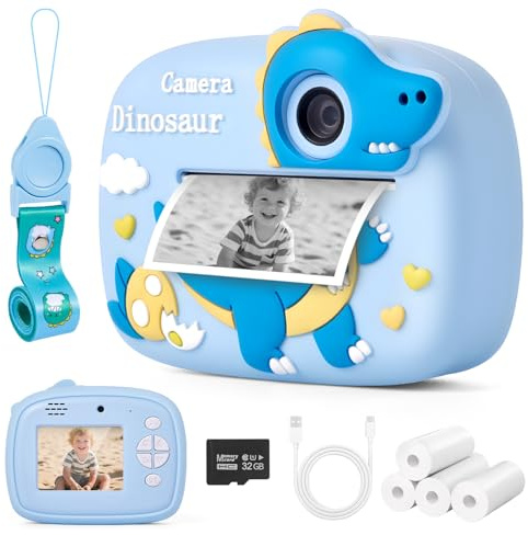 Macchina Fotografica Bambini Istantanea, 48MP 1080P Fotocamera Digitale Bambina con 32 GB e 4 Carta da Stampa, Regalo Gioco per Maschio e Femmina 3 4 5 6 7 8 9 10 11 12 Anni, Giochi Regali Compleanno