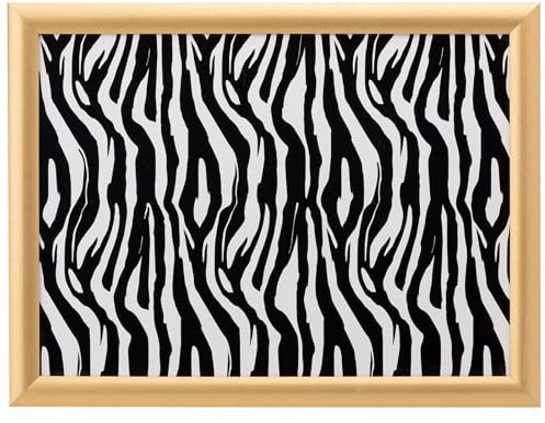 Maison & White Looking Wild Lap Tray | M&W | Dinner Serving Tray for Snacks & Drinks | Cushioned Laptray | Bean Bag Padded Gift | Animal Zebra Print