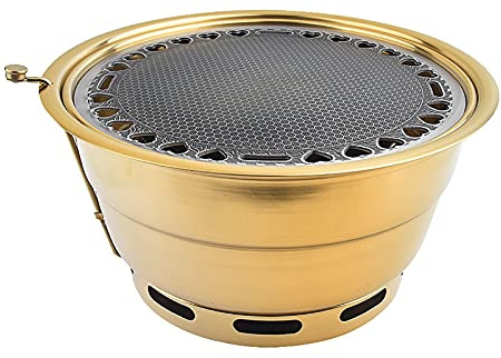 Bärbar grill rostfritt stål kolrökare med lock 34 x 17 cm perfekt för 6-10 personer utomhus matlagning bakgård BBQ camping lätt att rengöra