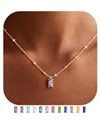 Yoosteel Amethyst Birthstone Necklace for Women - Dainty February Purple Birthstone 14K Gold Plated Cubic Zirconia Pendant Necklaces Trendy Friendship Birthday Jewelry Gifts for Women
