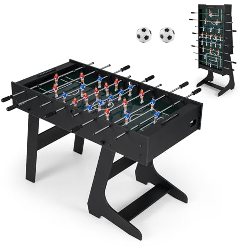 COSTWAY Calcio Balilla Professionale, Calcetto Balilla da Tavolo in Legno, Biliardino Pieghevole per Casa per 2-4 Bambini o Adulti, con 22 Giocatori 8 Aste 2 Palline e 2 Segnapunti (Nero)