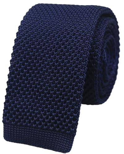Rosiika Men's Solid Color Skinny Knit Tie Smart Sock Formal Necktie Flat Bottom