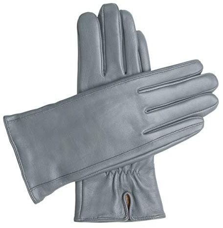 Downholme Classic Leather Cashmere Lined Gloves for Women (Gray, XL)