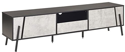 TV Möbel Lowboard grau/schwarz mit Kabelführung Schrank Schublade Blackpool