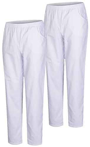 MISEMIYA - Confezione 2 Pz - Pantaloni Sanitari Unisex - Divise MEDICHE Divise SANITARIE Pantaloni da Lavoro - RIF. 8312 * 2 pz - X-Large, Bianco 21