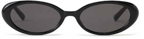 Ggpyyon Ovale Sonnenbrille Damen Oval Vintage 90er Retro Trendy Runde Sonnenbrillen für Damen Herren(Schwarz/Grau)