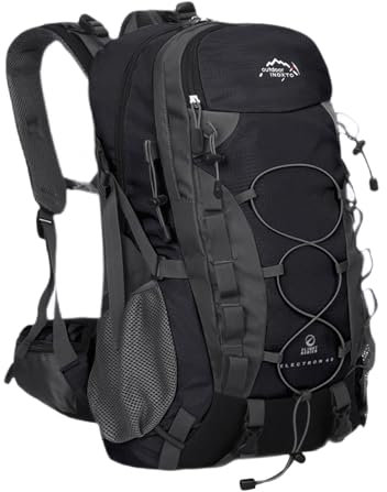 QSTDGVPW Outdoor-Tagesrucksäcke, Kletterrucksack, wasserdicht, Trekkingtasche, Wanderrucksack, Bergsteigerrucksack für Reisen, Herren, Damen, Schwarz