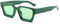 RUNHUIS Retro Dicke rechteckige Sonnenbrille für Damen Herren Vintage Klassisch Großer quadratischer Rahmen Chunky Brillen Grün/Grün